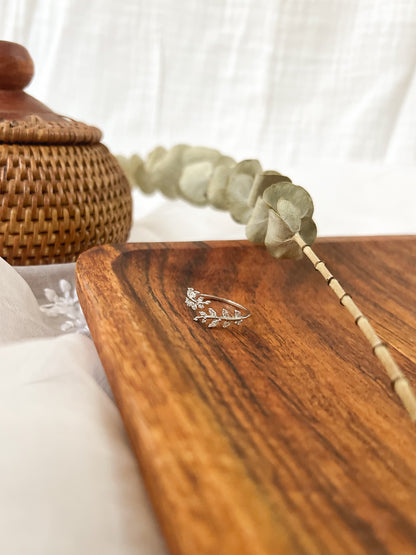 Olive branch sterling silver adjustable ring