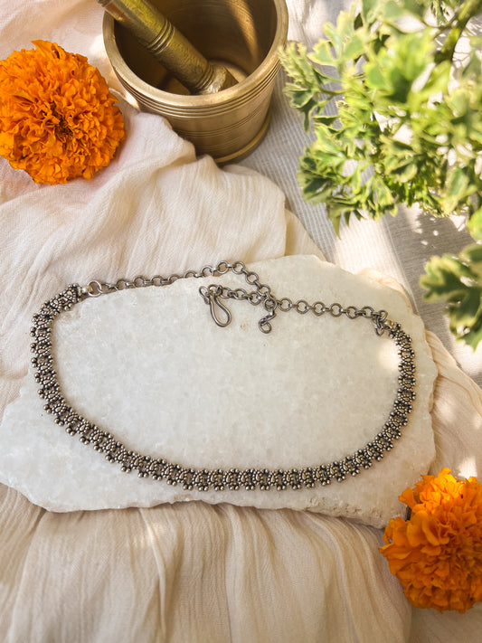 Sidhya oxidised silver necklace