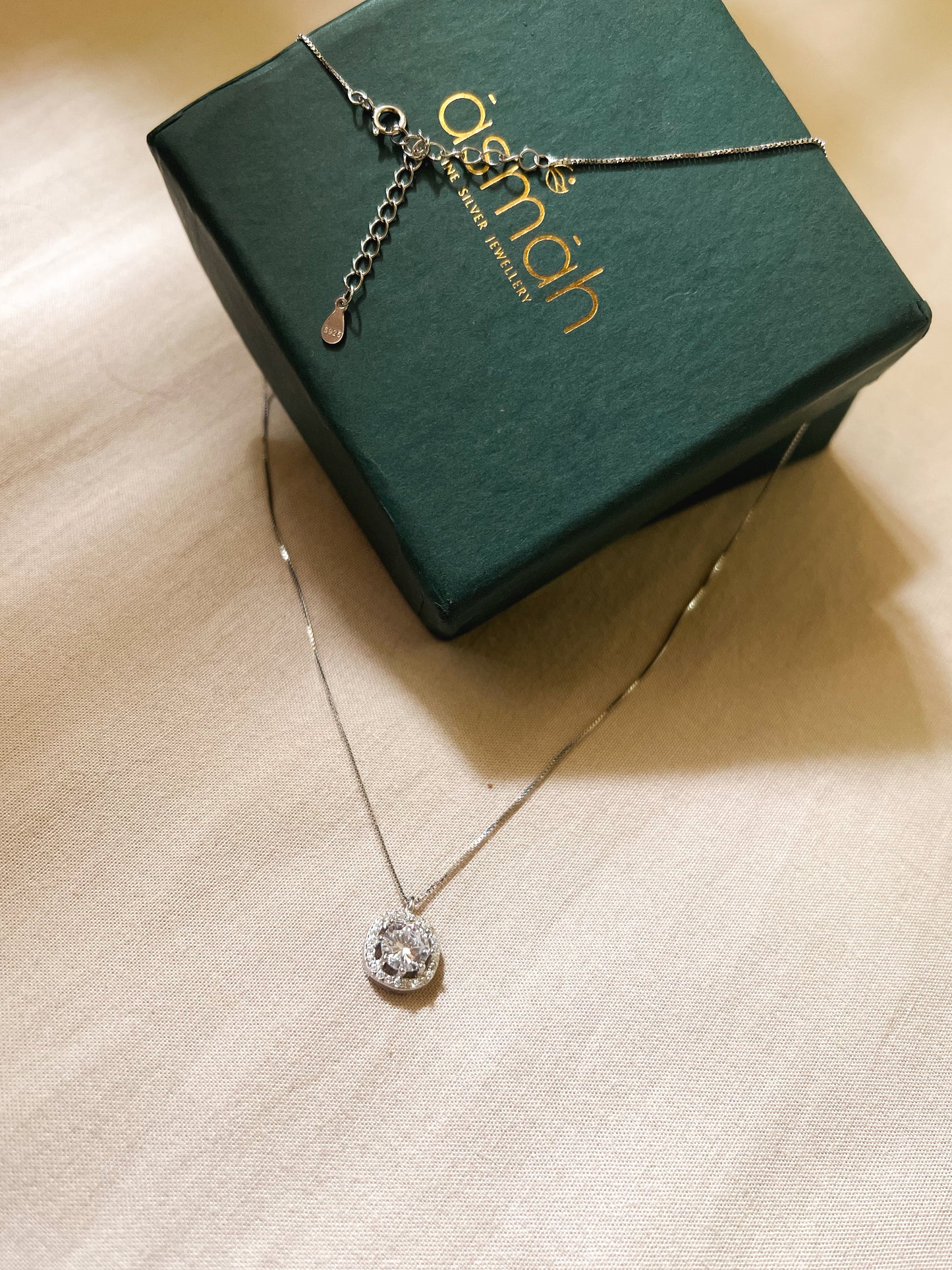 Blaze zirconia solitaire pendant necklace in sterling silver