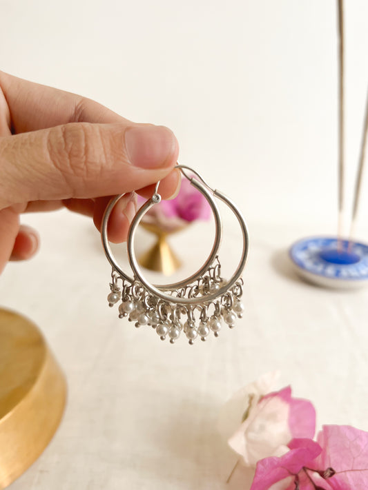 Kundal beaded hoops in sterling silver