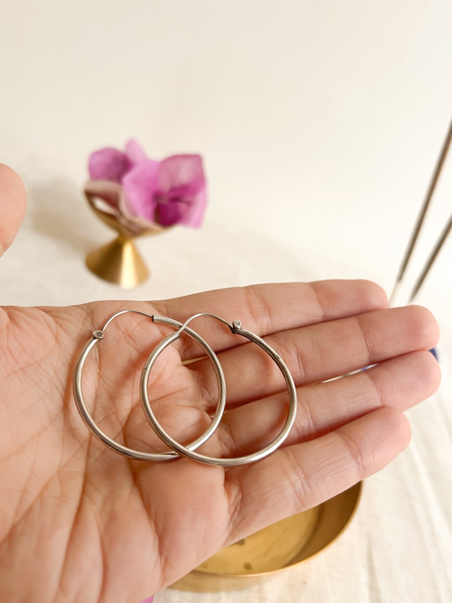 Halo sterling silver classic hoops