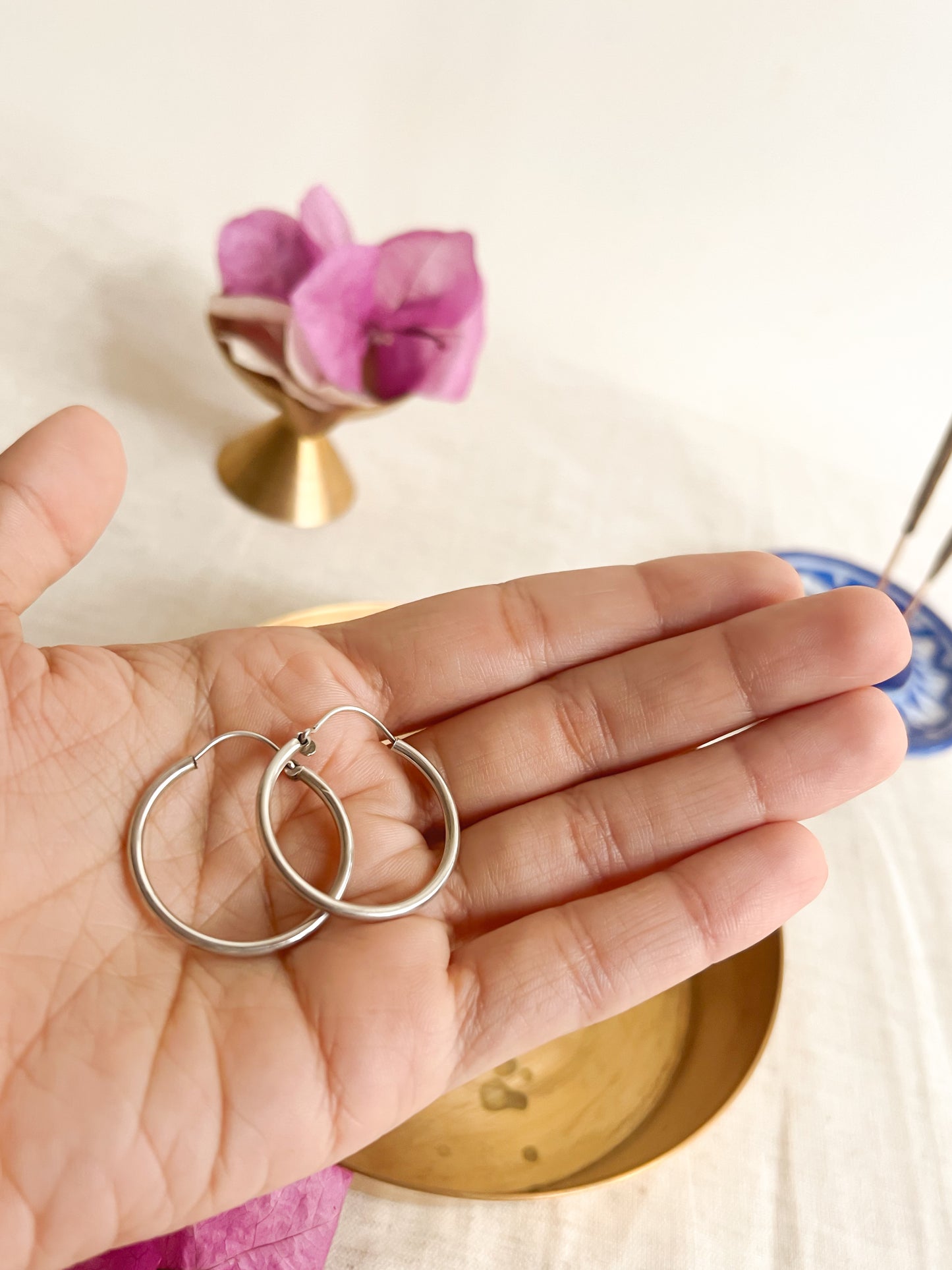 Halo sterling silver classic hoops