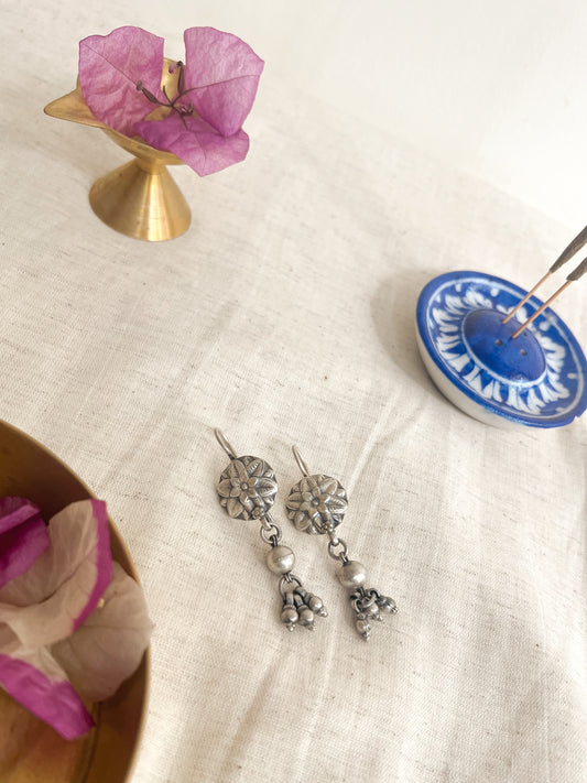 Urli fish hooks in silver with ghunghroo hanging