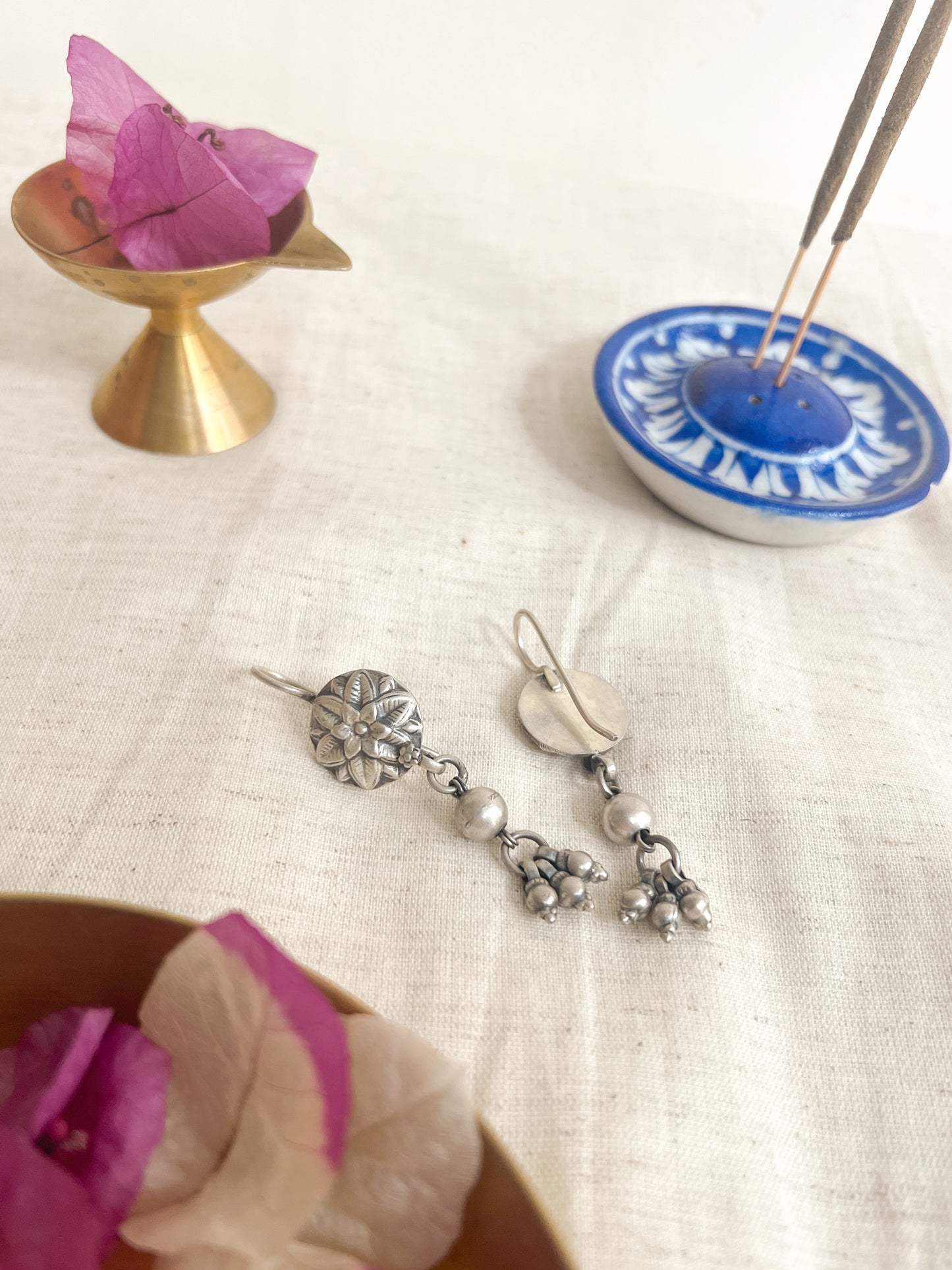 Urli fish hooks in silver with ghunghroo hanging