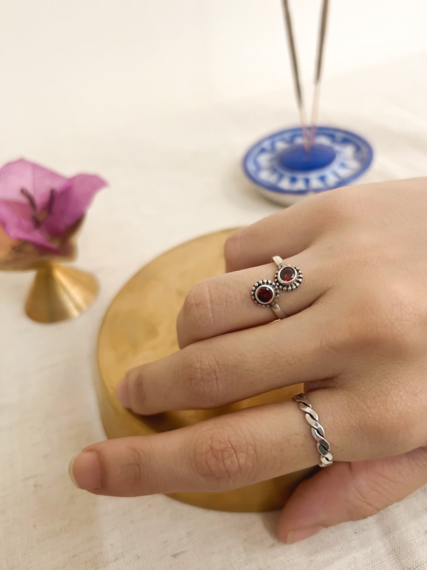 Twisty adjustable ring in sterling silver