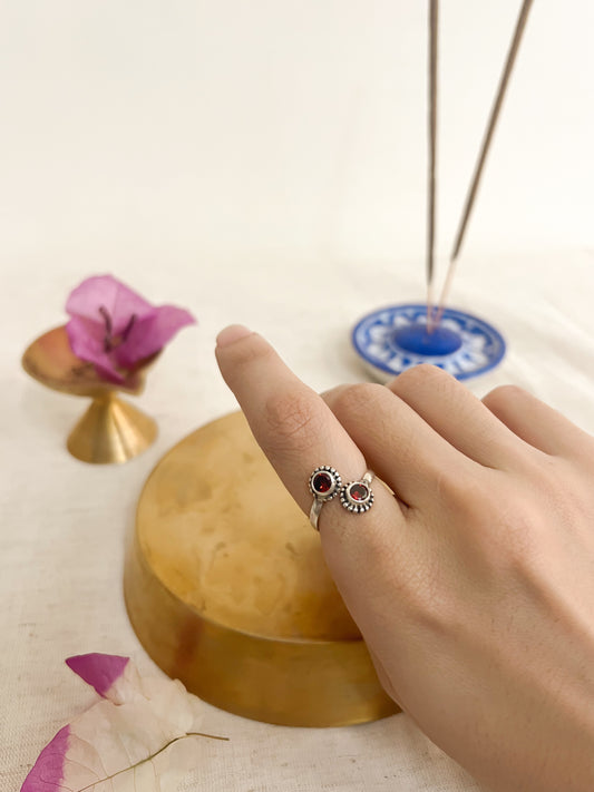 Do tara adjustable ring with orange zircon in sterling silver