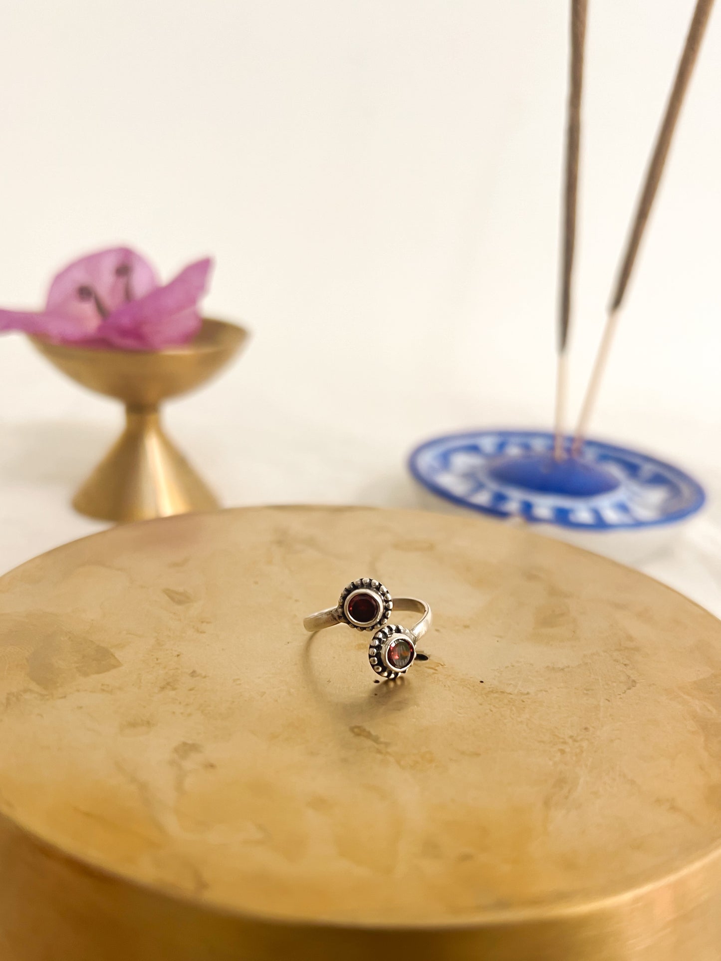 Do tara adjustable ring with orange zircon in sterling silver