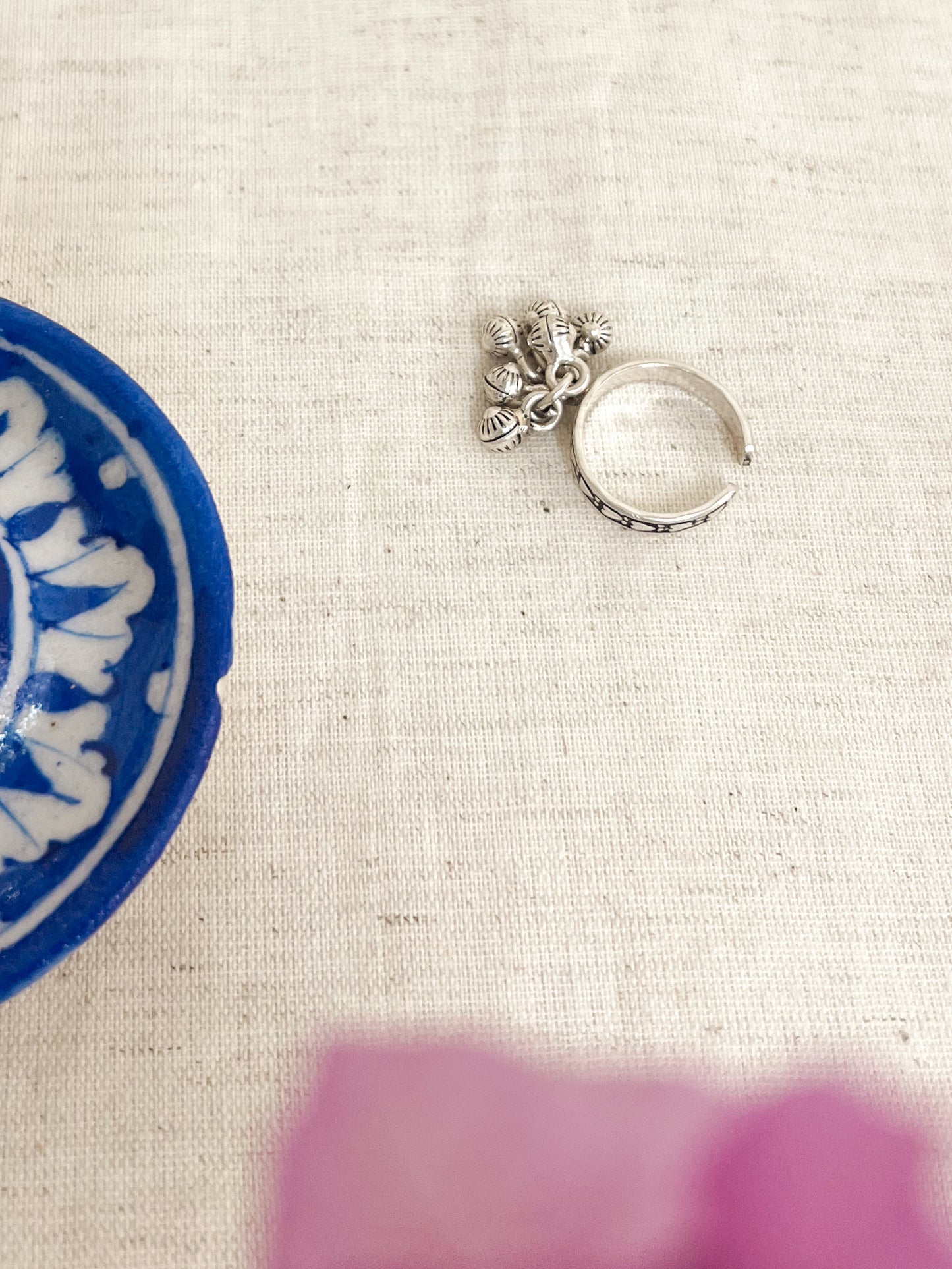 Dilbahar oxidised silver ring with ghunghroo (adjustable)