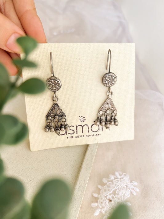 Hoor fish hooks earring in oxidised silver