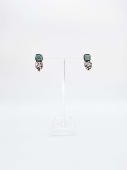 Ojaswini silver mini studs with aquamarine stone