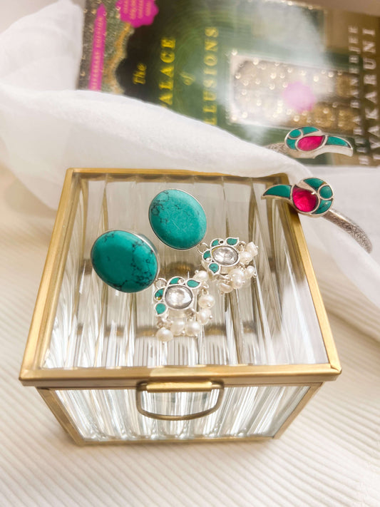 Nilima silver earrings with turquoise stone