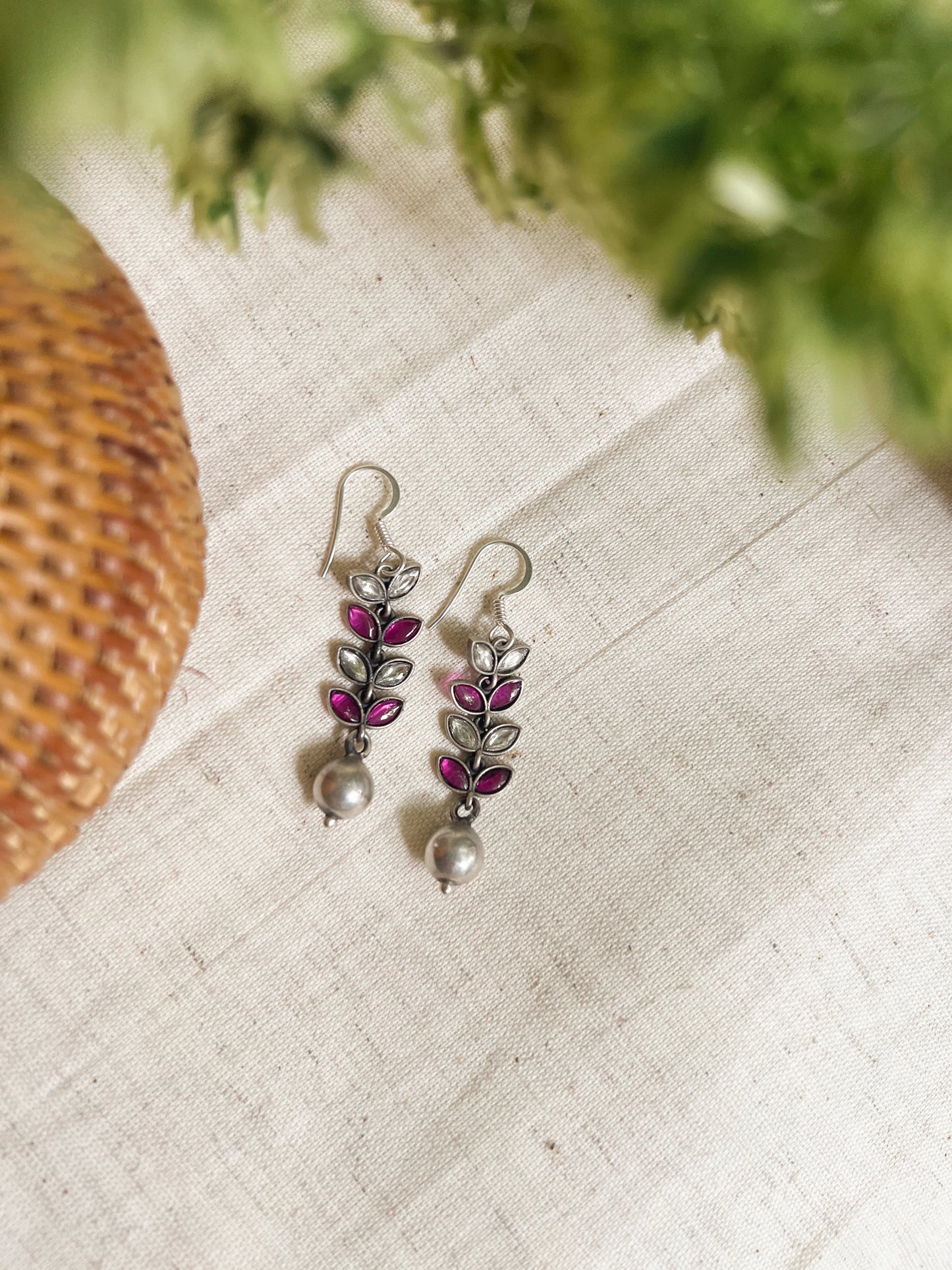 Bela kundan danglers in silver with fishhook