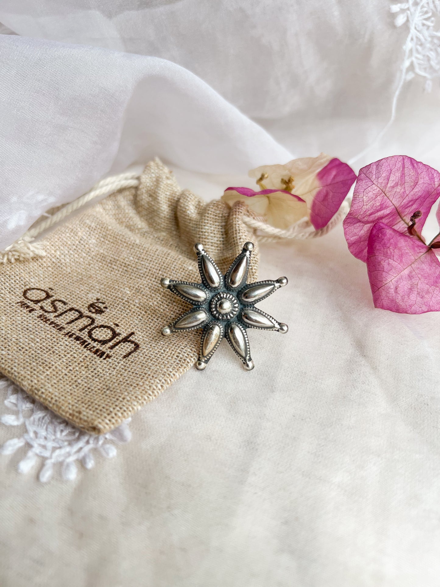 Phulwari ring in silver with adjustable band