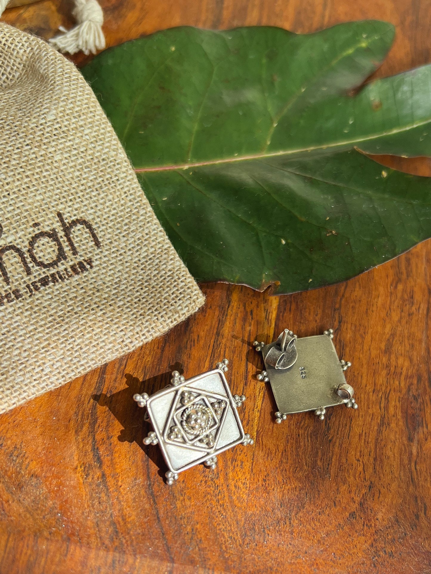 Kolam oxidised silver studs