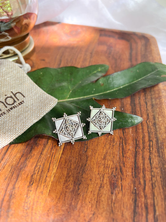Kolam oxidised silver studs