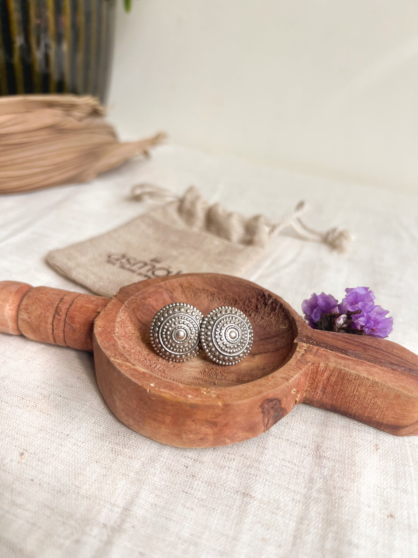 Alpana studs in oxidised silver