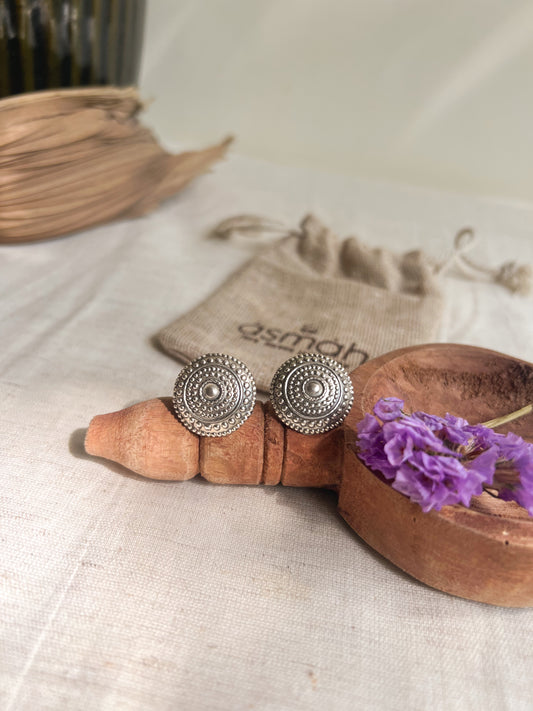 Alpana studs in oxidised silver