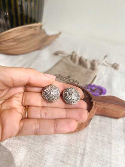 Alpana studs in oxidised silver