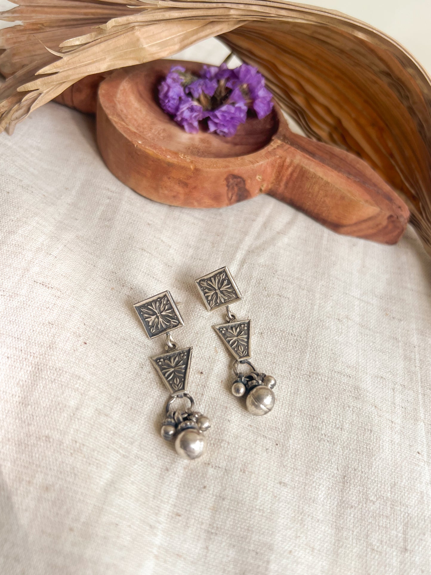 Bhadra thappa art sterling silver danglers