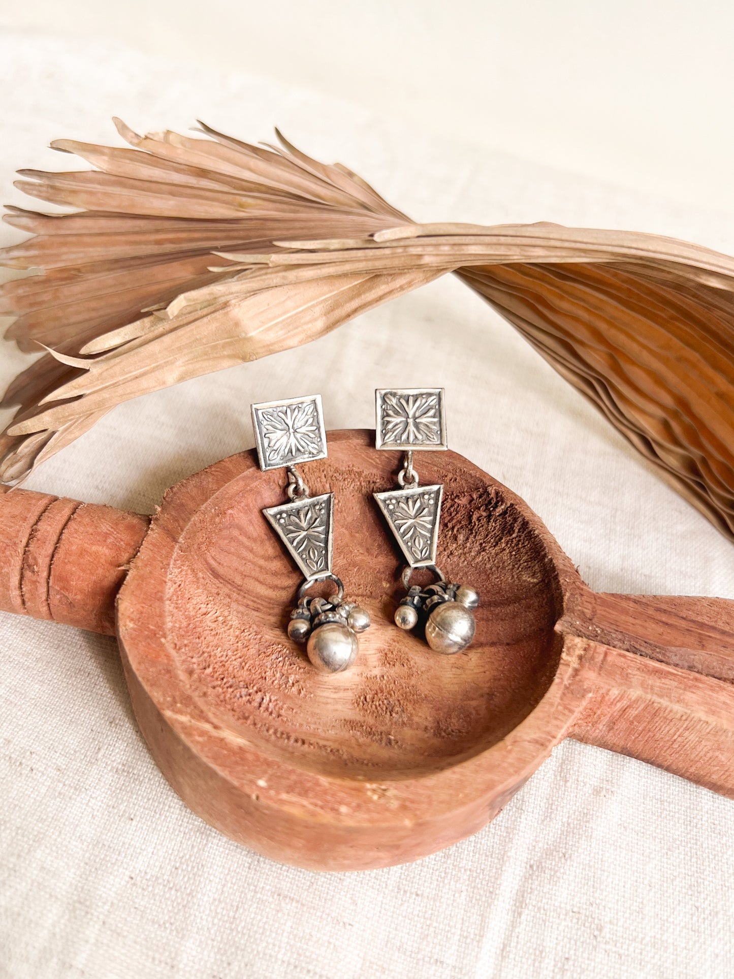 Bhadra thappa art sterling silver danglers