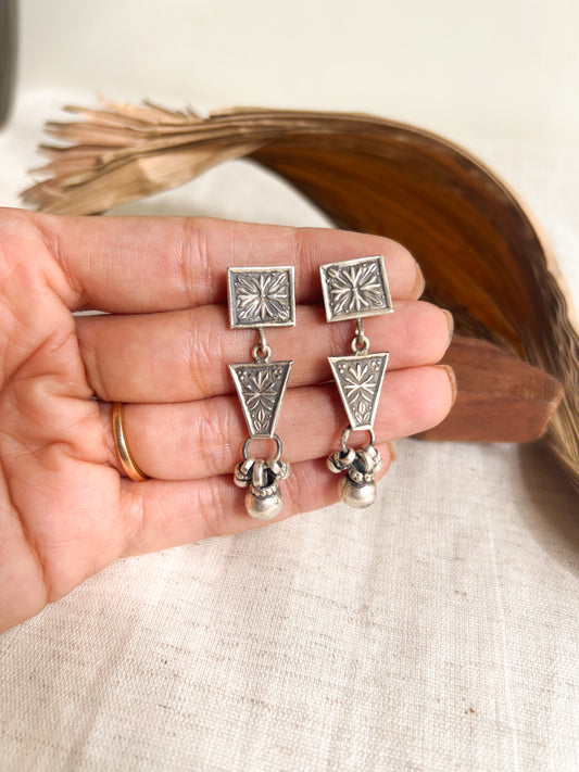 Bhadra thappa art sterling silver danglers