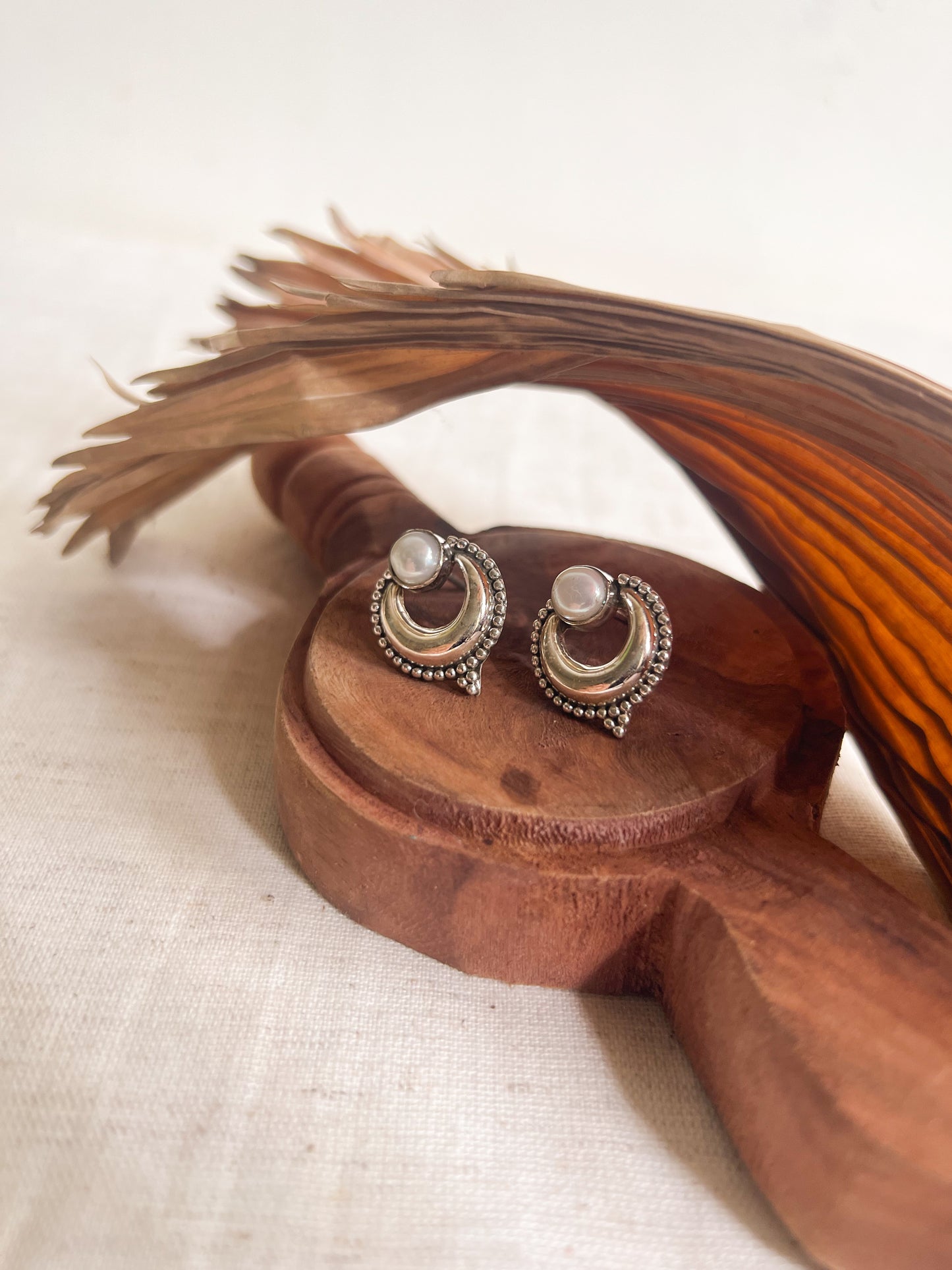 Soma chand silver studs with pearl detail