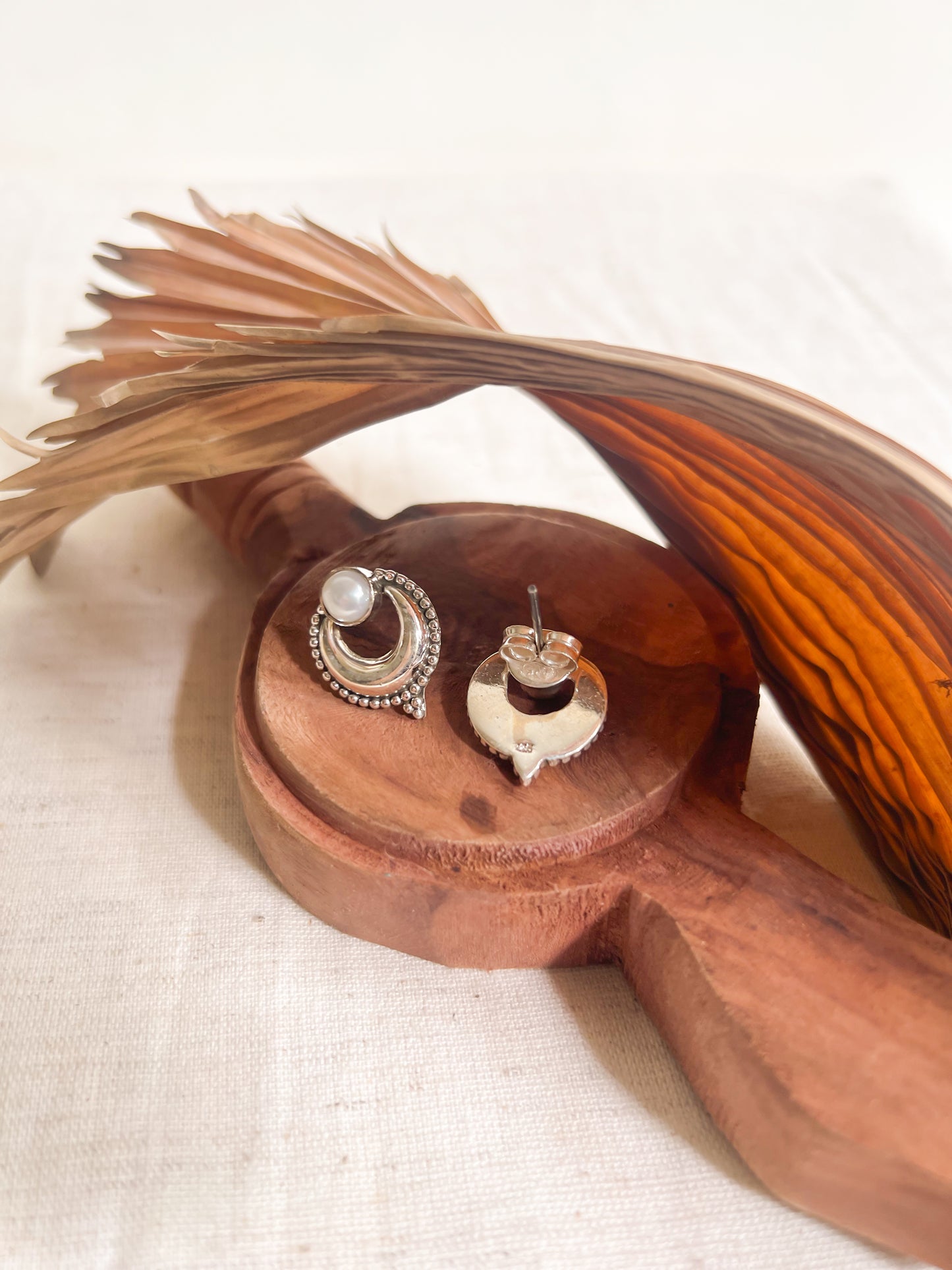 Soma chand silver studs with pearl detail