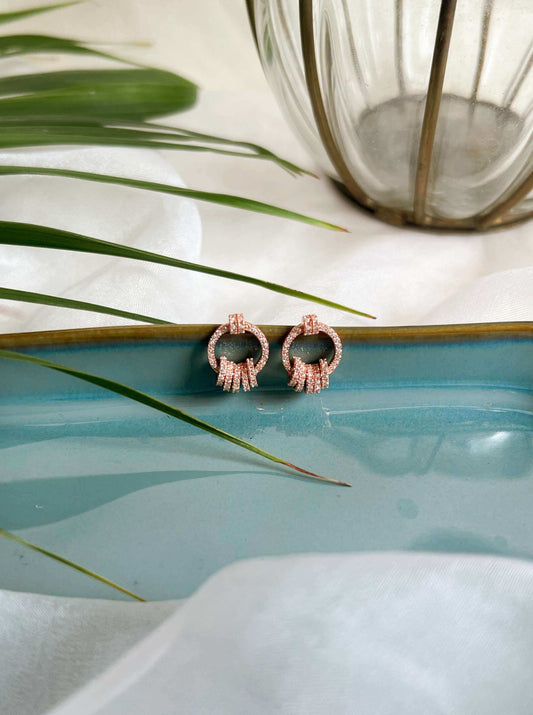 Ziva rose-gold plated silver mini studs with zircon frosting