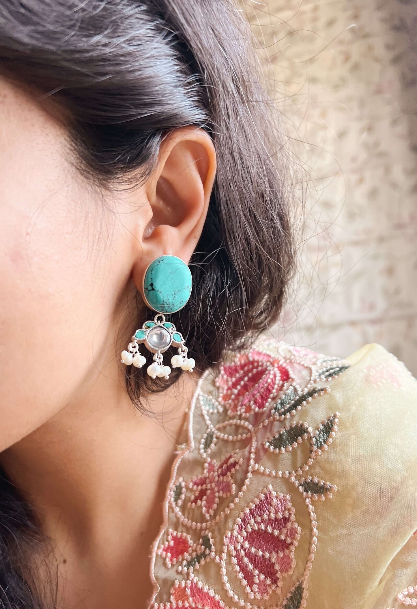 Nilima silver earrings with turquoise stone