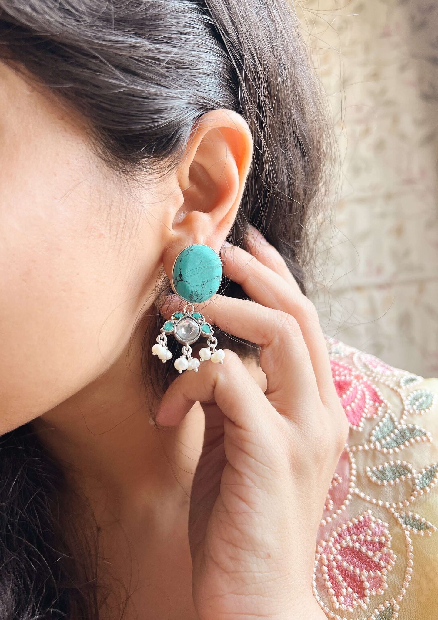 Nilima silver earrings with turquoise stone