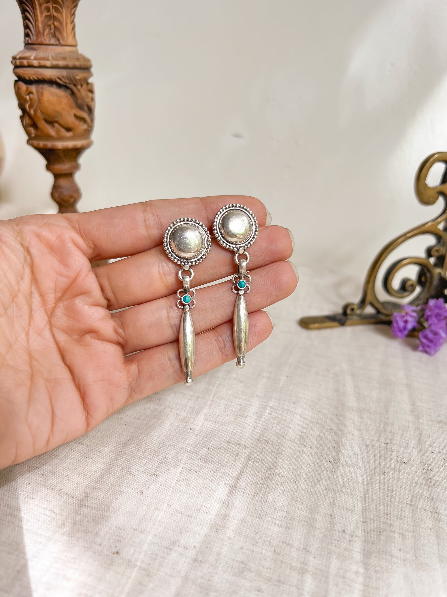 Sahira silver dangler with turquoise bead