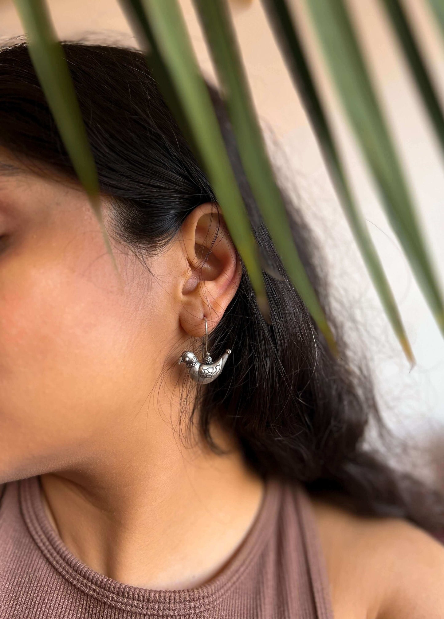 Tota maina oxidised earring with fish hook