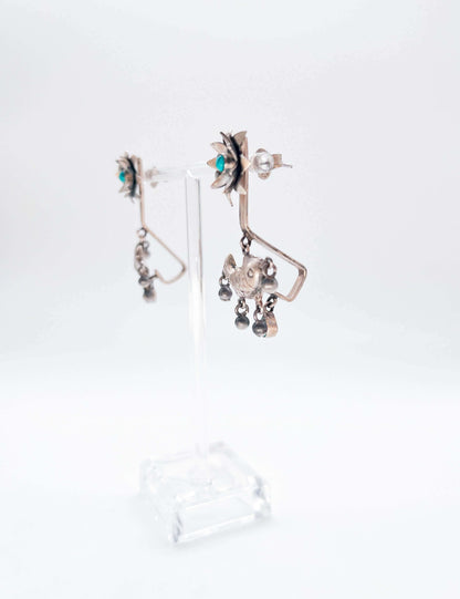 Jaladhi oxidised danglers with turquoise stone