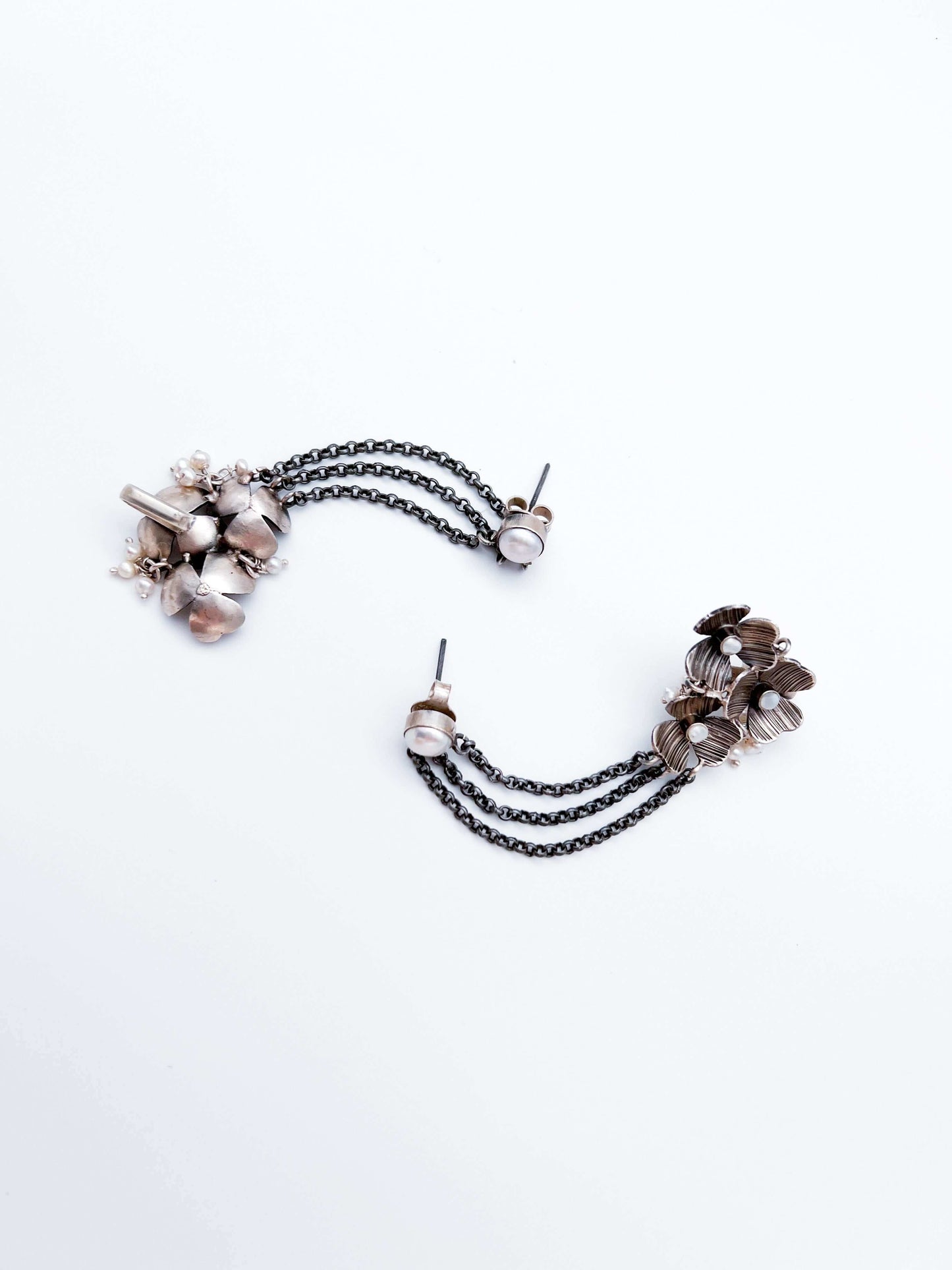 Bahar oxidised silver ear cuffs with natural pearls