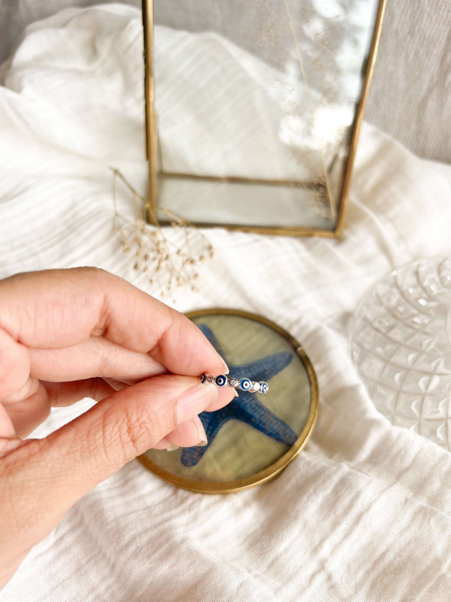 Evil eye ring with enamel detail