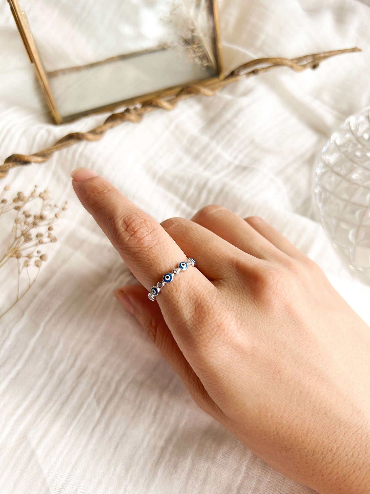 Evil eye ring with enamel detail