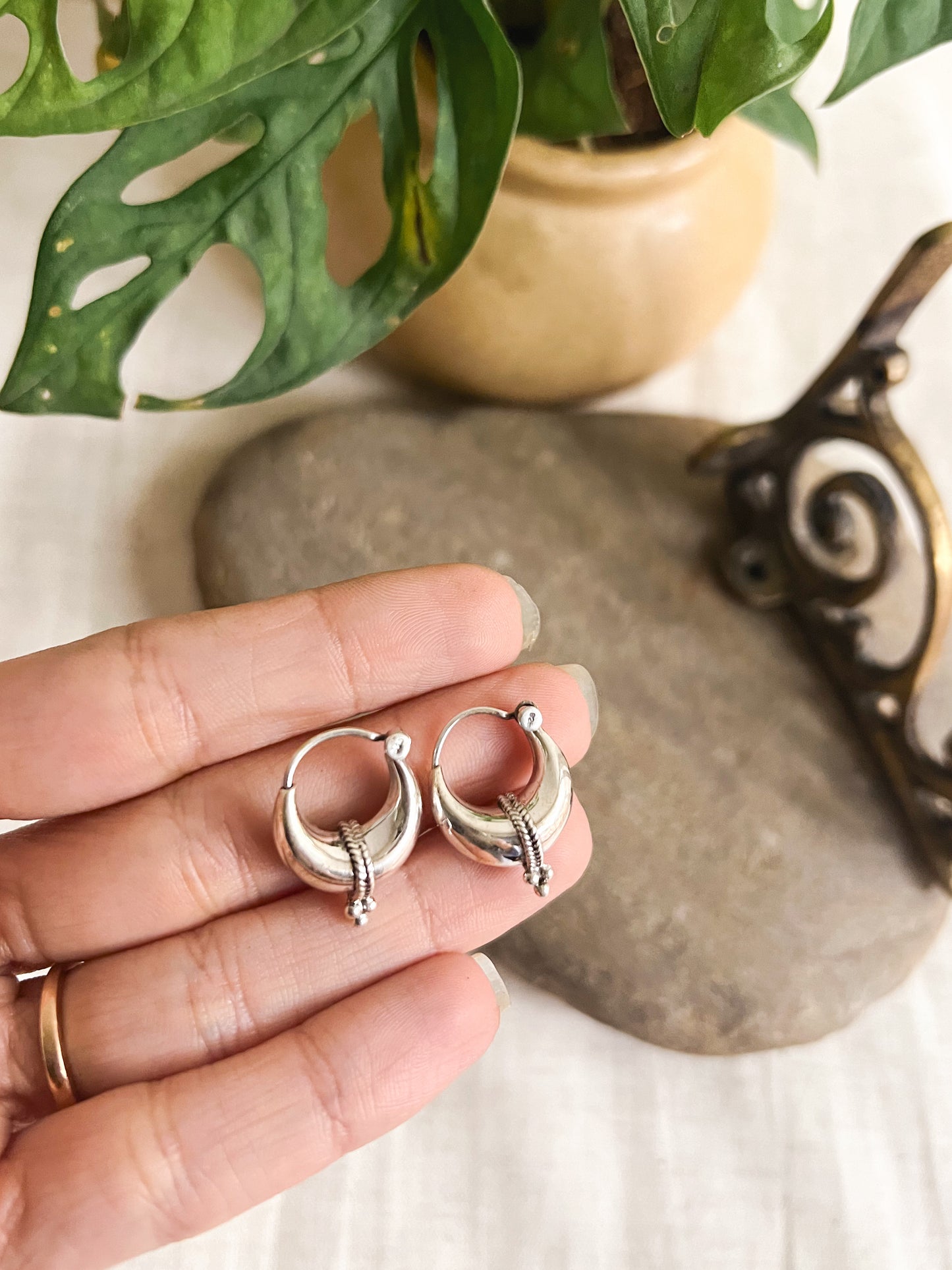 Chand silver hoops with rope detail
