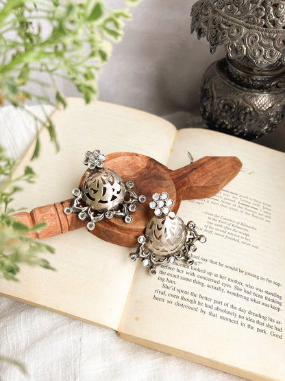 Jheena silver tone statement earring