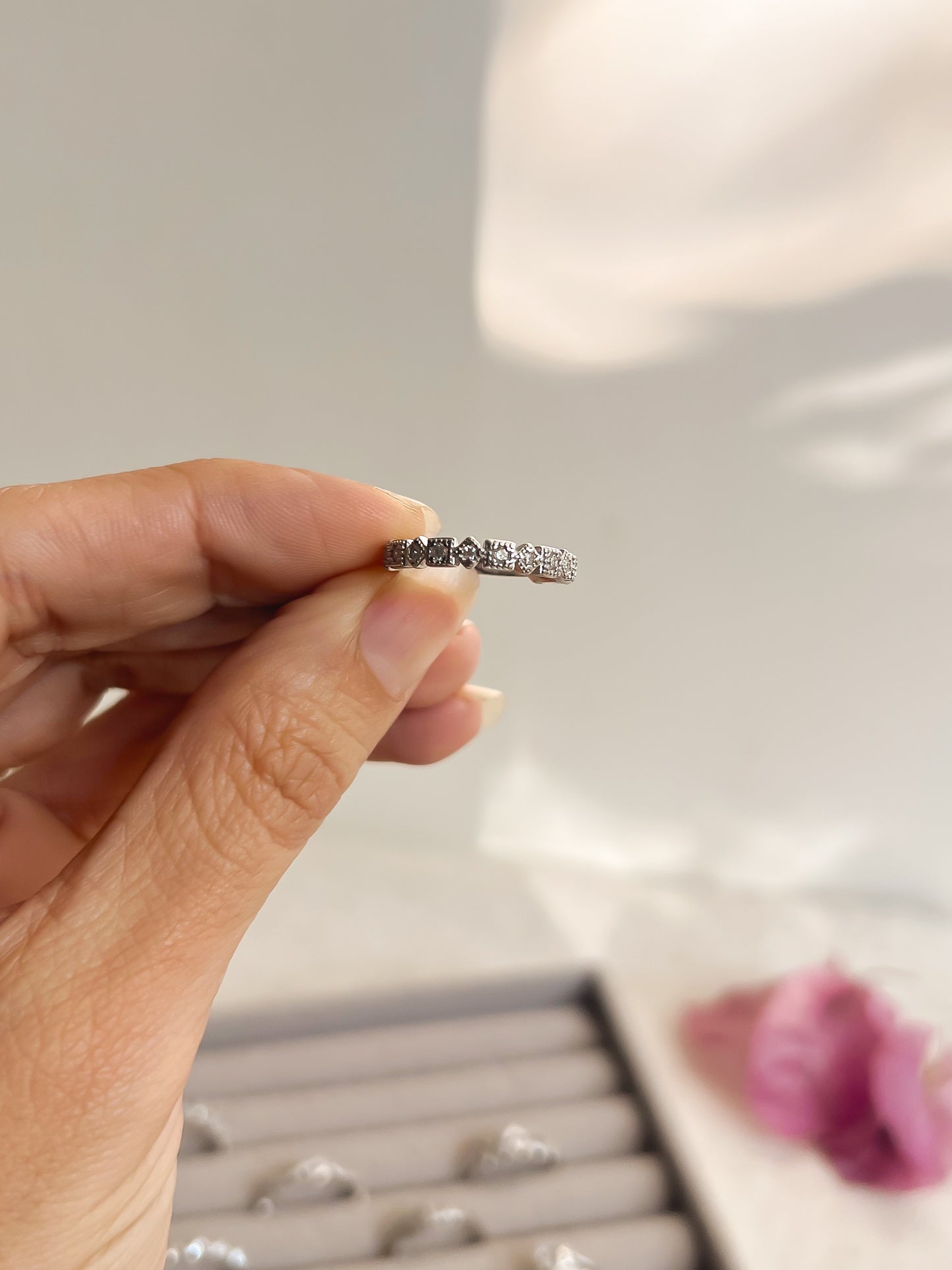 Dainty daily wear hi-micron polish zircon rings in silver