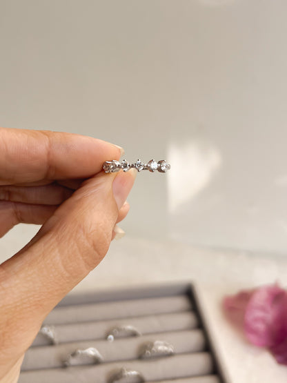 Dainty daily wear hi-micron polish zircon rings in silver