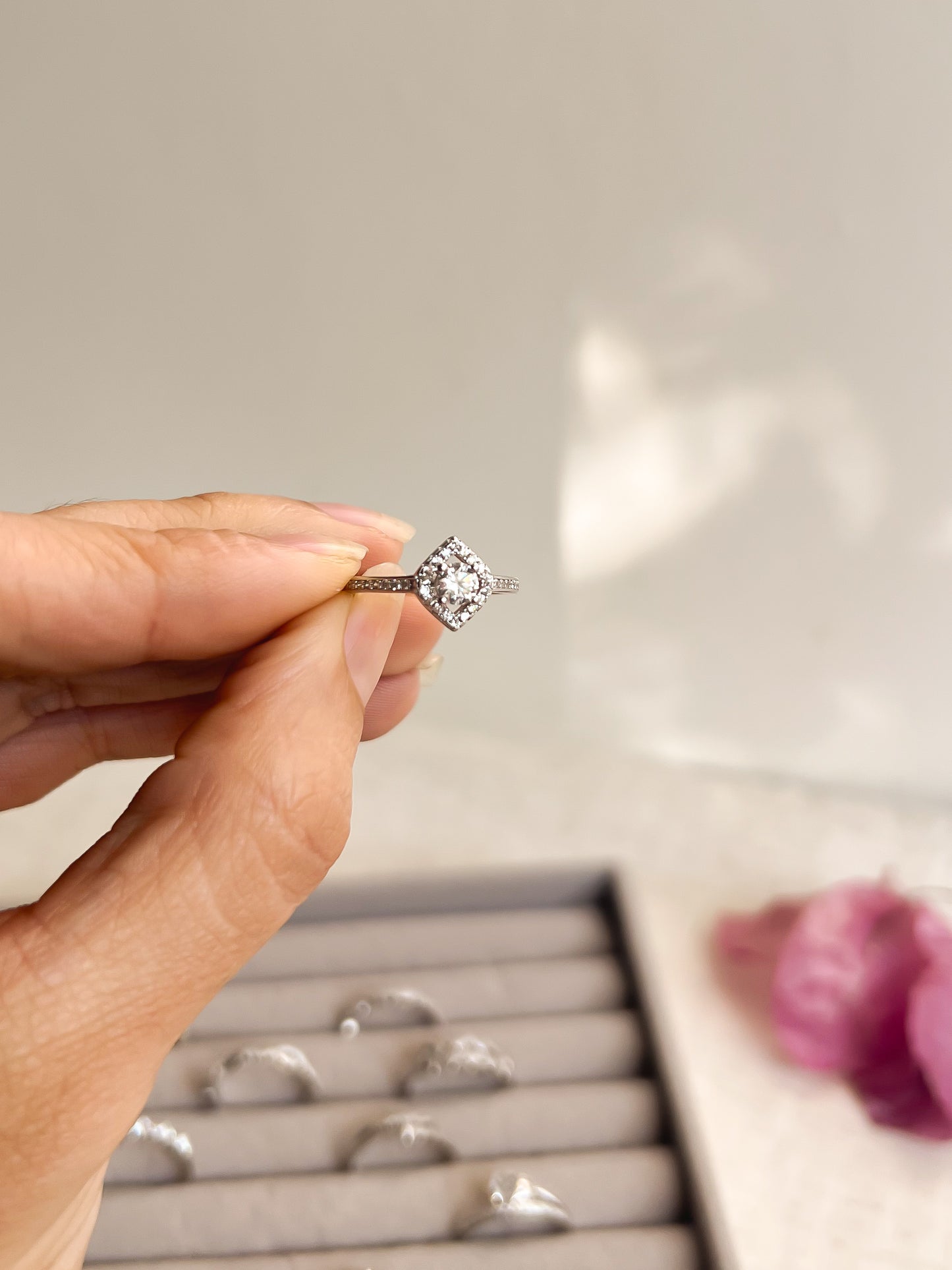 Dainty daily wear hi-micron polish zircon rings in silver