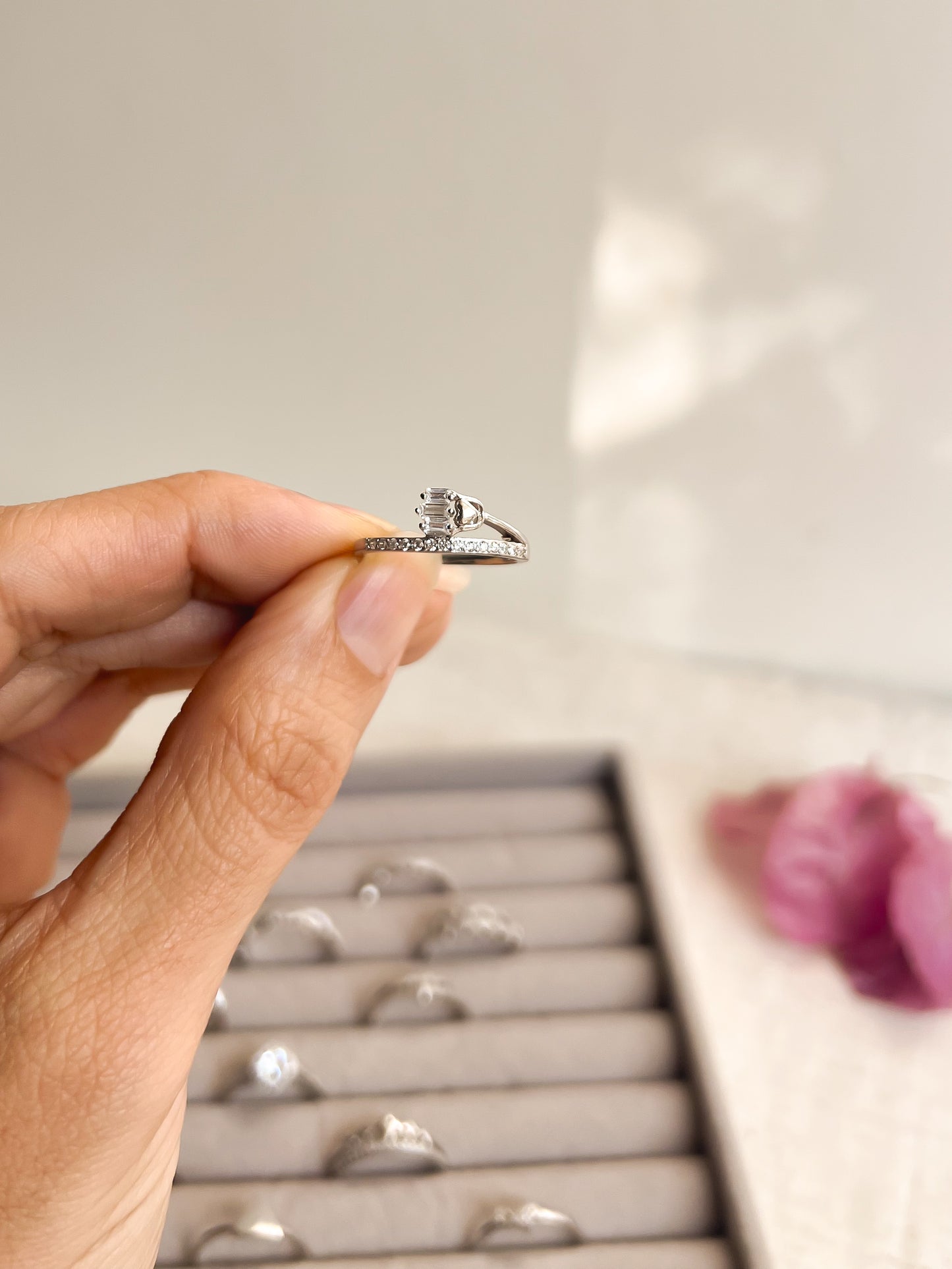 Dainty daily wear hi-micron polish zircon rings in silver