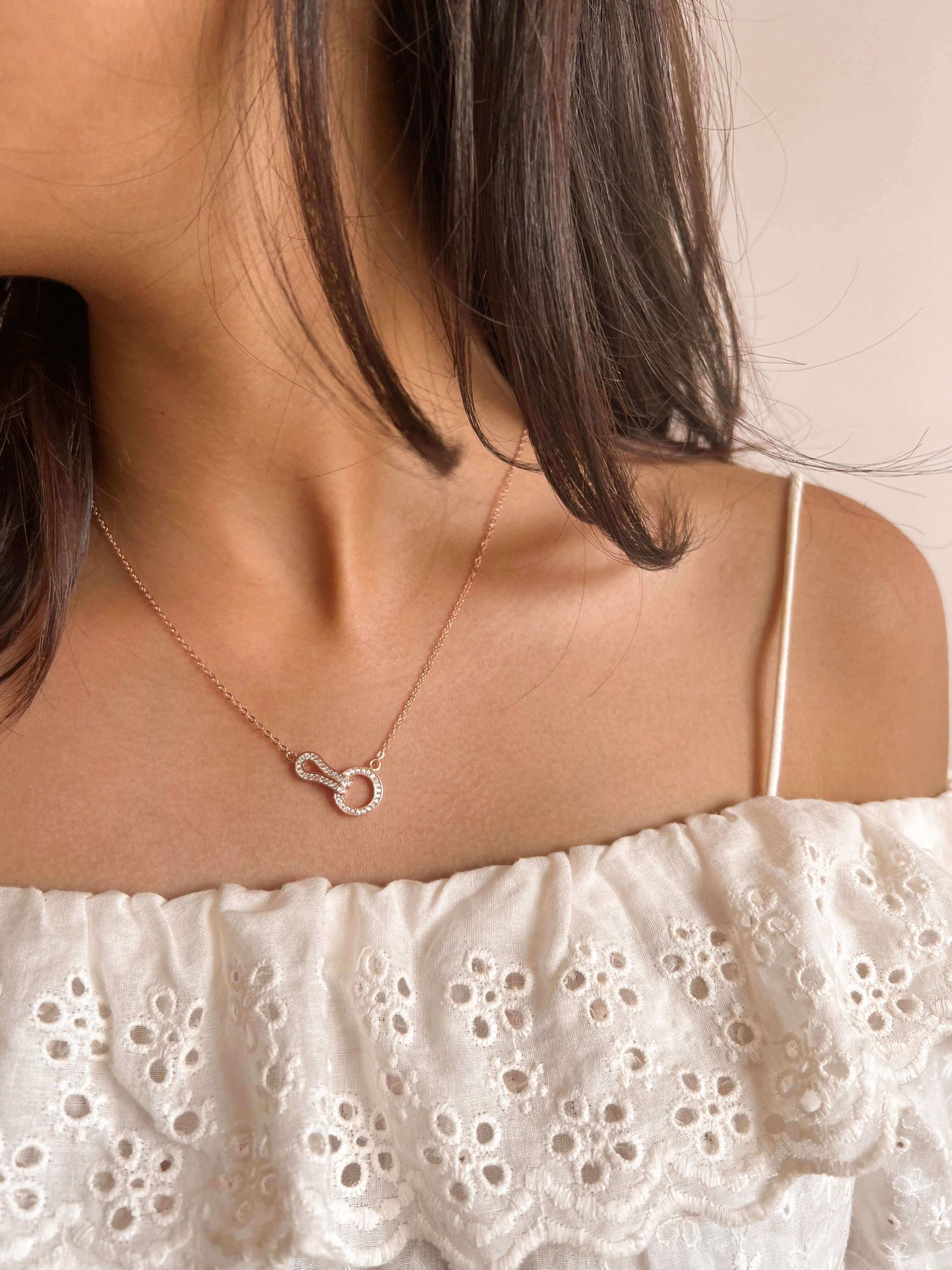 Eternity neck chain in rose gold plated silver