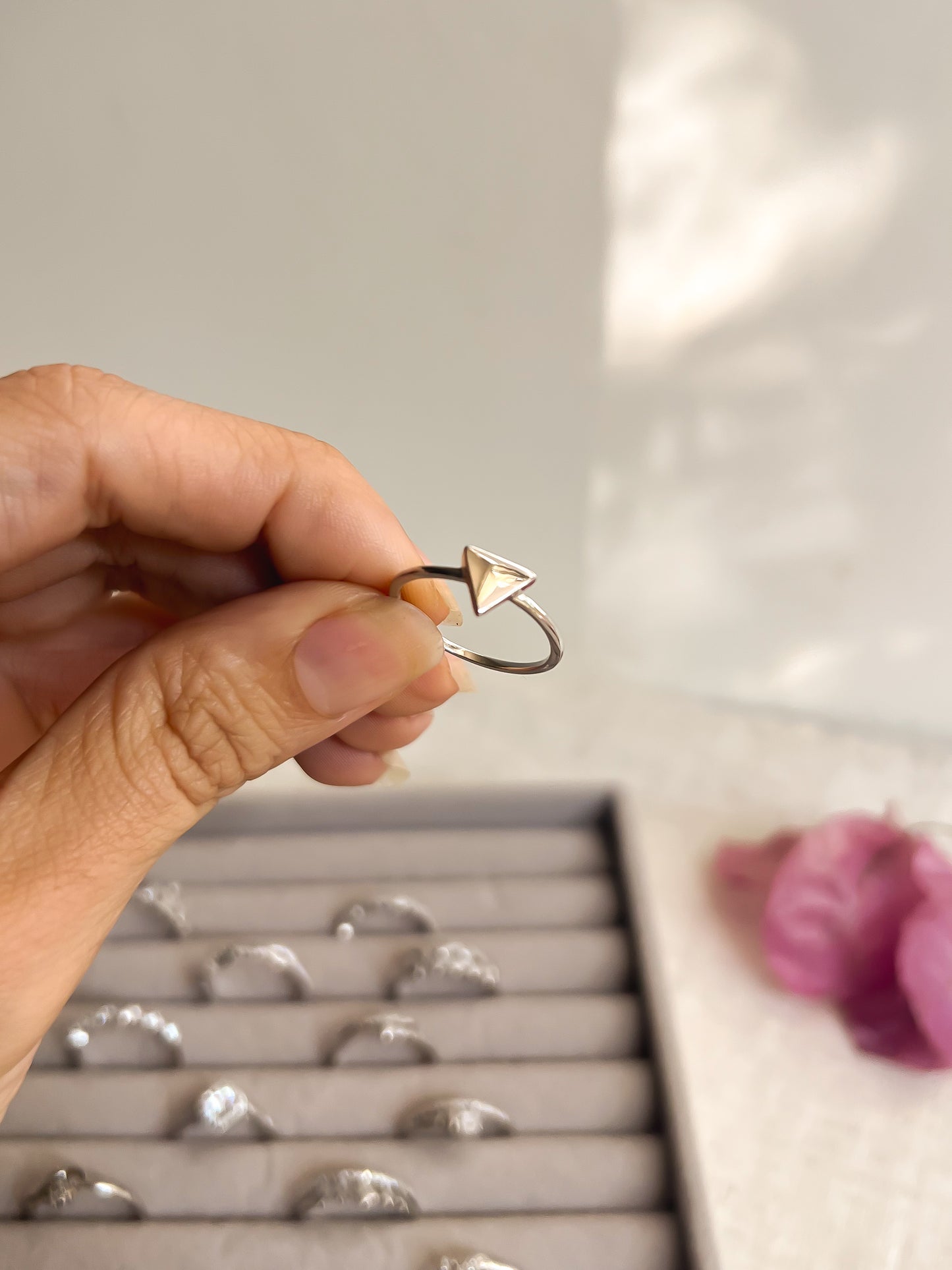 Dainty daily wear hi-micron polish zircon rings in silver