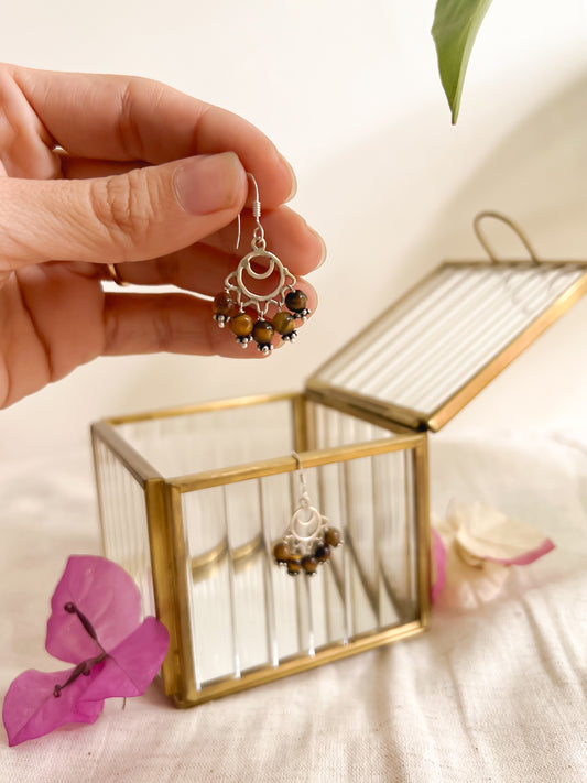 Noori fish hooks in silver with cluster gem stones (2 color variants)