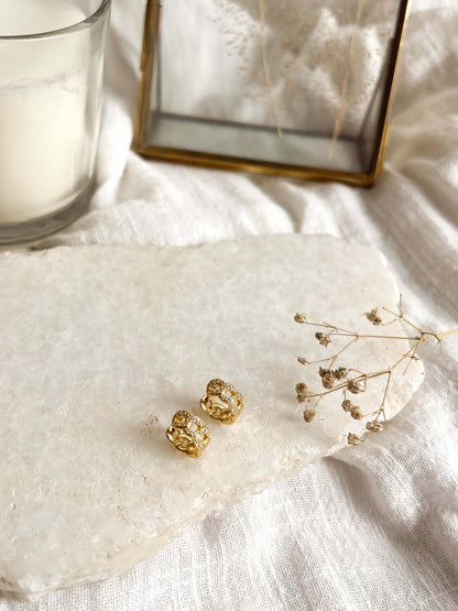 Eloise gold plated silver huggies with zircon