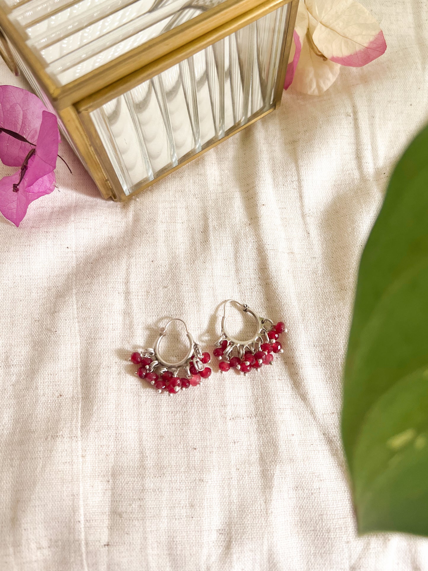 Chakra mini hoops with cluster beads in sterling silver (4 color variants)