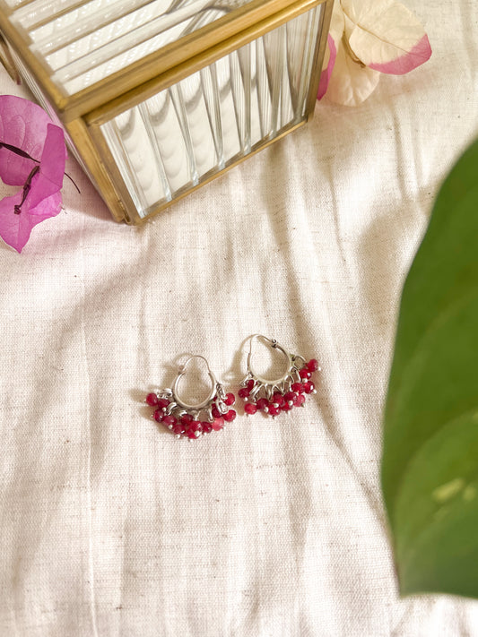 Chakra mini hoops with cluster beads in sterling silver (2 color variants)