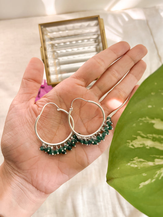 Kundal beaded hoops in sterling silver