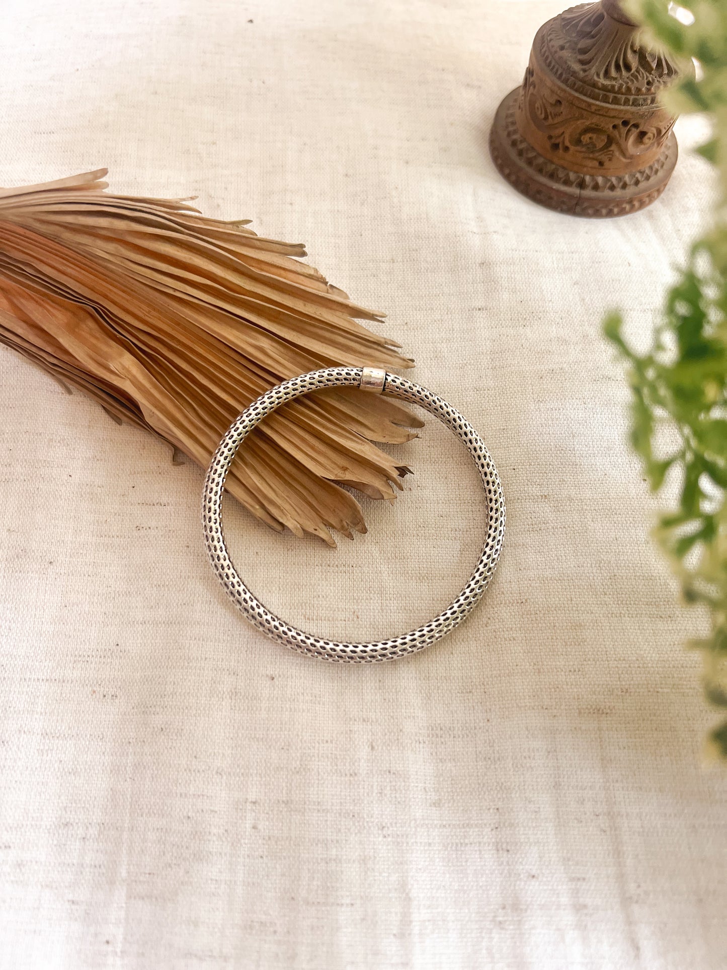 Dyuti oxidised silver kada with openable end